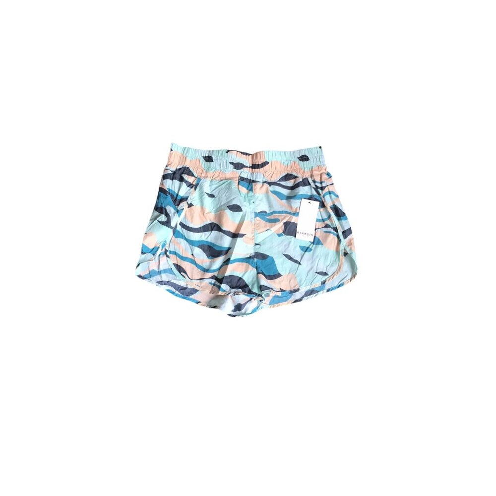 NWT Kinesis Blue and Tan Patterned Running Shorts